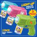 Bubble Guns with Bubble Solution- 3 Pack, Bubbles Gun, Blaster, Blower, Maker, Machine for Boys Girls, Birthday Gifts for Ages 3 4 5 6 7 8 Year Old Kid, Outdoor Toys for Toddlers, Party, Wedding