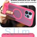 Magnetic Compatible with iPhone 12 Pro Max & iPhone 13 Pro Max Case, [Built-in Invisible Kickstand][Compatible with Mag-Safe] Slim Translucent Matte Phone Case for iPhone 12/13 Pro Max, Red