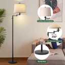 Ruiever Dimmer LED Floor Lamp,Tall Standing Lamp with Swing Arm,Black Lamp with Dimmer LED Bulb,Elegant Floor Lamp for Living Rooms & Bedroom (Black)