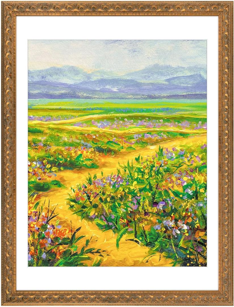 Golden State Art, 18x24 Vintage Ornate Finish Photo Frame with White Mat for 16x20 Picture. Color: Bronze