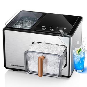 Nugget Ice Maker Countertop, 40lbs/24H, Pebble Ice Maker with Soft Chewable Ice, Self Cleaning Sonic Ice Machine, Stainless Steel w/Touch Screen for Home Office Bar Party- Silver