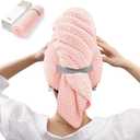 YFONG Large Hair Towel Wrap for Women, Super Absorbent Microfiber Hair Towel for Curly Hair, Fast Drying Hair Turbans with Elastic,Hair Drying Towel Wrap for Hair Care 26.3" X 40" (Pink)