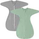 ZIGJOY Shark-Fin Transition Swaddle - 1.0 Tog Baby Sleep Sack Soft Cotton Transitional Swaddle Baby Wearable Blanket Size Large