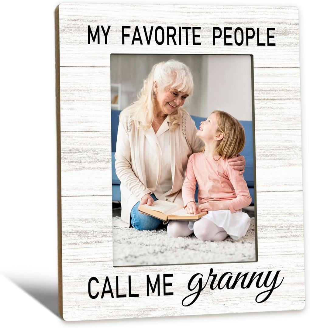 Beliran Granny Gifts Picture Frame 5x7, Grandma Photo Frame, Christmas Mothers Day Birthday Gifts for Grannys, My Favorite People Call Me Granny Wooden Picture Photo Frames for Desk Home Room Decor