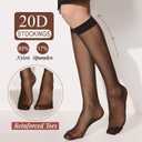 12 Pairs Knee High Stockings for Women, 20 Denier Sheer Nylon Socks for Women (Black)