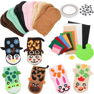 2 x Jucoan 12 Pack Hand Puppet Making Kit for Kids, DIY Animal Puppet Art Craft Set for Storytelling, Role Play, Classroom & Party, Thanksgiving Christmas Birthday Gift for Girls Boys