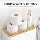 Toilet Paper Basket Organizer Oak Wood Toilet Tank Tray with Metal Frame, Bathroom Counter Top Storage for Toilet Paper, Wipes & Decor, Modern Narrow Back of Tank Shelf Organizer, Gold & Nature Oak