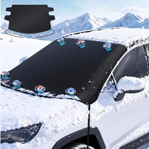 3 x Wigoo 2025 Upgrade All-Season Car Windshield Cover - 600D Heavy-Duty Magnetic Cover for Snow/Sun/Dust/Rain, Fits Sedans & Small to Mid-Size SUVs, Year-Round Car Shield Outdoor Accessories