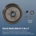 JDMSPEED New Trailer Brake Hub Drum 10" X 2-1/4" Kit 5 on 4.5" Replacement for 3500 Lbs Axle - 22001K 008-247-05, 84546
