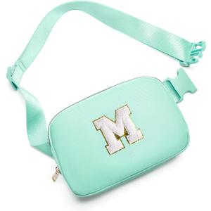 Gitus Birthday Gifts for 8 9 10 11 12 13 Year Old Girls Personalized Fanny Pack Crossbody Bags with Initial Letter Patch Belt Bag for Teen Girls Cute Trendy Stuff Travel Essentials (Mint Green-M)