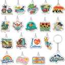 Landical 18/54Pcs Acrylic US Keychain Bulk USA City States Key Ring Florida California Chicago San Francisco Gift Souvenir