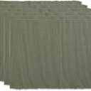 DII Basic Everyday Ribbed Tabletop 100% Cotton, Placemat Set, 13x19, Artichoke, 6 Piece