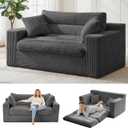 Convertible Sofa Bed, Pull Out Boneless Couch Loveseat Floor Sofa Bed with Pillows, 2-Seater Folding Sofa Loveseat Boneless Couch for Living Room, Bedroom, Apartment, Office(Grey)