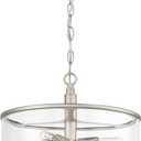 Craftmade 55654-SN Hailie Clear Glass Cylinder Convertible Semi Flush/Pendant Ceiling Light Fixture, 4-Light 240 Total Watts, 10"H x 14"W, Satin Nickel