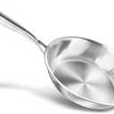 Pan Uncoated Stainless Steel Frying Pan Suitable for Induction Cookers Durable Stainless Steel Handles Easy Cleaning Suitable for All Hobs (24 cm)