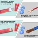 4 AWG Flexible Battery Cable with 3/8" Terminals - OFC Pure Copper Inverter & Welding Wire for Automotive Solar RV Motorcycle (Red + Black 1FT Pair)