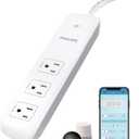 Philips 3 Outlet Smart Wi-Fi Extension Cord, 4 Ft Braided Cord, Individual Control, Compatible with Alexa, Google Home, Bluetooth Set Up, No Hub Required, ETL Listed, White, SPC9034WB/37