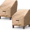 Patio Chair Covers for Outdoor Furniture Waterproof 2 Pack, Lawn Chair Covers 600D Heavy Duty Oxford Cloth, Large Covers for Lounge Lawn Deep Seat 32" W x 37" D x 36" H-Brown