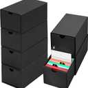 6Packs 3x5 Index Card Box,Index Card Organizer Box with Lid,Hold 6000 Cards,Black Recipe Holder for 3''x5'' Notecard Recipe Flashcard Card