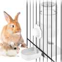 kathson Rabbit Water Dispenser for Cage 17 Oz Hanging Guinea Pig Water Bottle No Drip Gravity Automatic Bunny Water Bottle No Leak Small Animal Water Bottle for Chinchilla Ferret Hamster, White