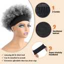 Afro Curly Headband Wig for Black Women,Short Kinky Curly Synthetic Wig with Super Elastic Headband Glueless Quick Wear And Go Fluffy Bouncy Afro Wig for Daily Party(TGrey)