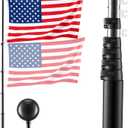 30ft Heavy Duty Telescopic Flagpole Kit for Outside House In Ground, Extra Thick Outdoor Aluminum Flagpole Kit with 3x5 American Flag for Yard, Residential or Commercial Use, Black