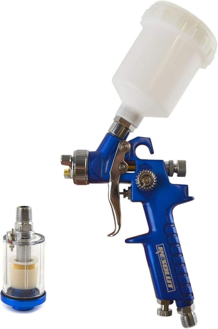AB Tools Mini HVLP Gravity Feed Spray Gun 1.0mm Nozzle & 1/4" BSP in Line Moisture Trap