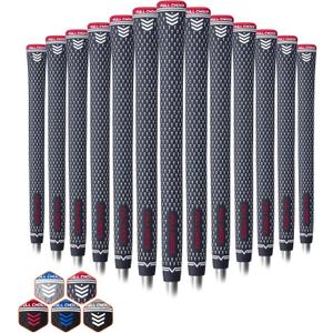Rubber Golf Grips 13 Pack, Concise Fashion Design, Non-slip, Choose from 13 Grips Set or 13 Grips with Regripping Kit, Standard/Mid/Jumbo Size, 5 Colors, RG02 Golf Club Grips