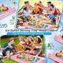 3 Pcs Inflatable Serving Bar Salad Ice Tray Food Drink Candy Buffet Containers Picnic Pool Inflatable Cooler with a Drain Plug and a Hand Pump, 53 x 23.6 x 4.7 Inch(Pink)
