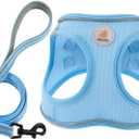 Hipubby Dog Harness and Leash Set, No Pull Soft Mesh Puppy Harness for Small Medium Dogs, Cats - Step in Reflective Breathable Lightweight Vest Harness for Walking, Training - Blue, S (S (Chest: 15.5"-17"))