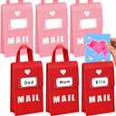 Libima 6 Pcs Valentine Felt Mailbox for Kids Classroom Exchange Gifts Holiday Card Box with 12 Cards 6 x 10 x 3 Inch Hanging Mailbox for Valentine Party Favor Supplies (Red, Pink)