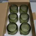 Vintage Glassware Drinking Glasses Set of 6,12 oz Hobnail Glass Cups,Embossed Green Water Tumbler,for Beer,Cocktail,Whiskey,Juice and Various Mixed Drinks- 1 Cleaning Brush