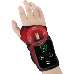 Cordless Wrist Heating Pad for Pain Relief - 5 Heat Levels & Vibration, 3000mAh Rechargeable Battery, 30min Auto-Off, Adjustable Velcro Wrap for Arthritis, Carpal Tunnel, Tendonitis - Left/Right Hand