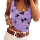 Tankaneo Womens Ruffle Deep V Neck Tank Tops Summer Sexy Floral Print Sleeveless Fitted Shirts Trendy Y2k Going Out Crop Tops, 22x32