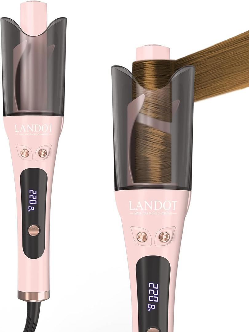 LANDOT Automatic Curling Iron 1-inch: Easy-to-Use Self Curling Iron with Auto Rotation, Anti-Tangle Technology for Beginners, The Ideal Gift for Girls & Teens