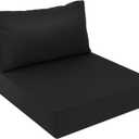 AAAAAcessories Outdoor Deep Seat Cushions, Waterproof, Fade-Resistant Patio Furniture Replacement Cushions, 25.5" x 25.5" x 5" + 25.5" x 13.5", Black