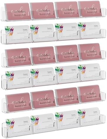 PecMuikee Business Card Holder Wall Mount，6 Pack Gift Card Holder for Wall ，Horizontal Multiple Business Card Holder Organizer for Office (24 Pockets)
