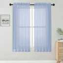 OWENIE Sheer Curtains 63 Inch Length 2 Panels Set for Bedroom Living Room, Modern Soft Solid Light Filtering Sheer Curtain, Rod Pocket Window Treatments, 42" Wx63 L, Demin