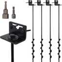 VASGOR 24 Mobile Home Anchors - Ground Anchor Screw in with Brackets and Adapter for Drill - Earth Anchors - Storage Shed and Swing Anchor Kits (24" - 4pcs (Black))