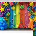Kate Birthday Cake Smash Photo Backdrop for Mini Session Colorful Balloon Flower Curtain Backgrounds for Birthday, 7X5ft