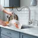 Cobbe Kitchen Faucet Head Replacement, Pull Down Spray Head for Kitchen Sink Faucet, 3 Function Kitchen Sink Sprayer Replacement with 12 Faucet Adapter, American Standard, Brushed Nickel