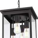 TODOLUZ 4-Light Large Outdoor Pendant Light Fixtures in Oil Rubbed Bronze, Adjustable Height Porch Hanging Lighting for Yard Entryway Patio, E26 Base Exterior Ceiling Lantern
