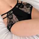 Womens Lace G-String Thongs Panties Underwear Low Rise T-Back Underpants (Black, S)