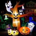 TCFUNDY 8 FT Tall Halloween Inflatable Scary Tree with Ghost, Pumpkin, Owl and Tombstone, Blow Up Inflatables with Build-in LEDs for Halloween Party Indoor, Outdoor, Yard, Garden, Lawn Decorations