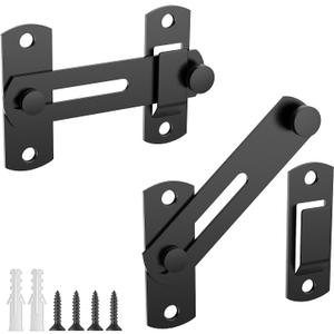 180 Degree Flip Sliding Barn Door Lock for Privacy - Safe barn Door Locks and latches for Barn Door, Pet Door, Bathroom, Outdoor, Garage, Window, Sliding Door2pcs (Black)