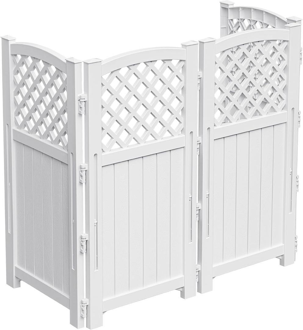Devoko Outdoor Privacy Fence, 4 Fence Panels Privacy Screen Panels for Outside and Yard, Resin Air Conditioner Lattice Fence for Trash Can (White)
