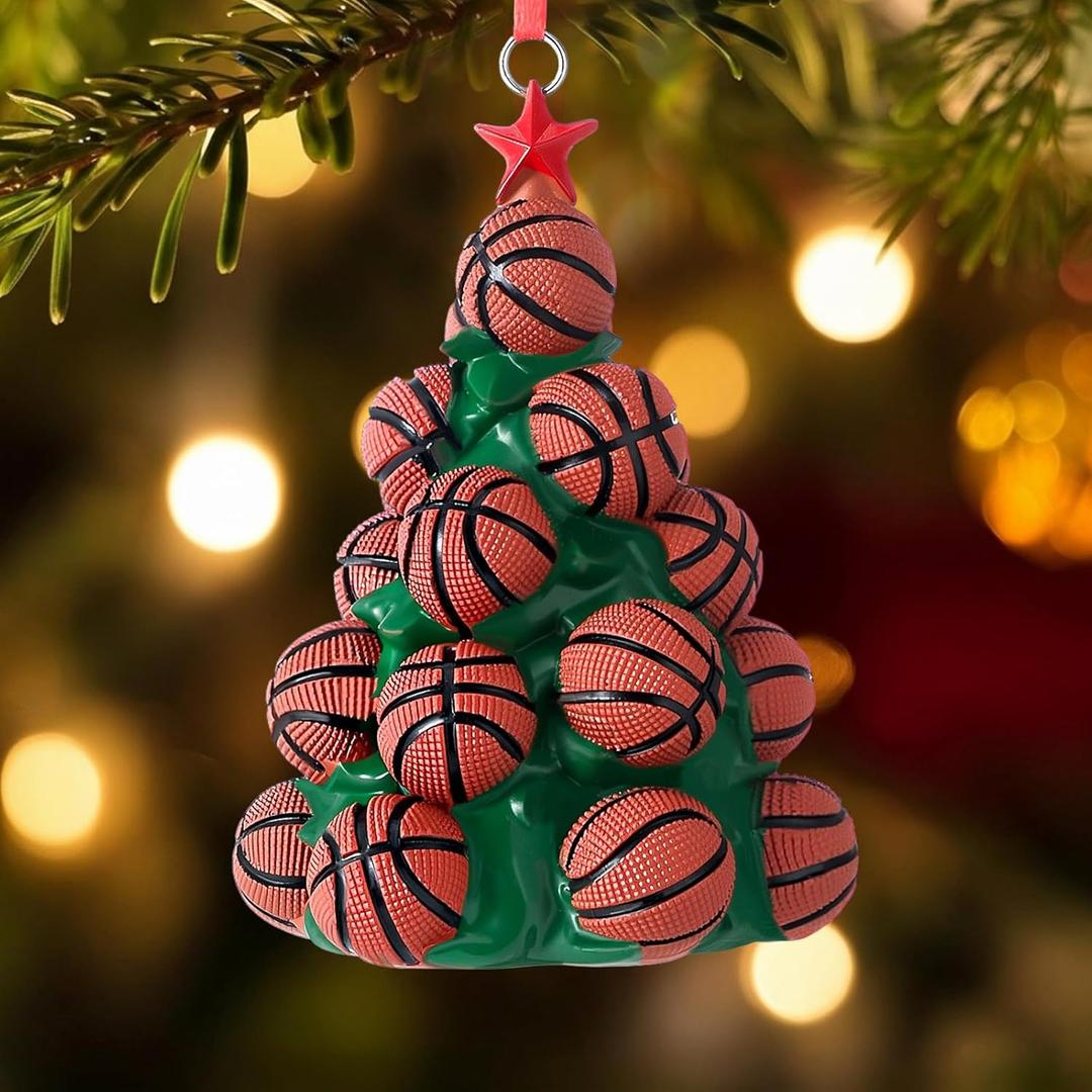 Christmas Basketball Ornaments 4 Inch Resin Sports Ball Ornaments 2025 Christmas Tree Decoration for Xmas Holiday Party Favor Decoration Basketball Sports Coach Lover Fan Players Gift