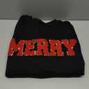 MAPICK Merry Sweatshirt for Women Christmas Fleece Linend Sequin Sweaters Crewneck Oversized Long Sleeve Pullover Tops (X-Large, Black)