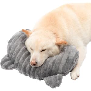 Jiupety Dog Calming Pillow, Soft and Neck-Friendly, Washable Pet Neck Pillows for Small Medium Large Dogs and Cats, 14" x 9", Gray