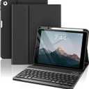 Keyboard Case for iPad 9.7 inch 6th/5th Generation, 2018/2017 Model, Air 2(2014)-Magnetic Detachable Wireless Keyboard-Flip Stand Case with Pencil Holder for iPad 9.7 (Black)